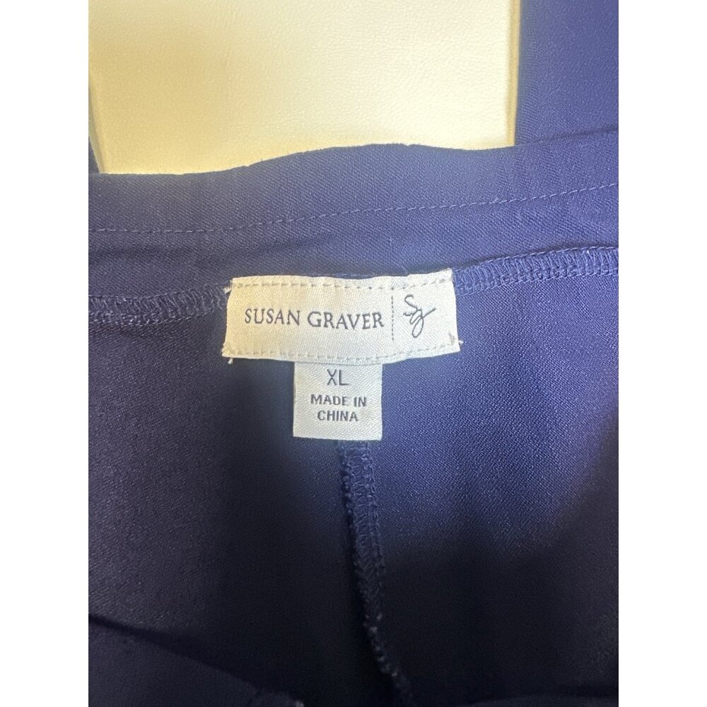Susan Graver Pants Navy Blue Liquid Knit Pull On Stretch Straight Leg, XL - Picture 5 of 10